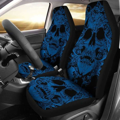 Set Of 2 Pcs Awesome Skull Car Seat Covers 101207