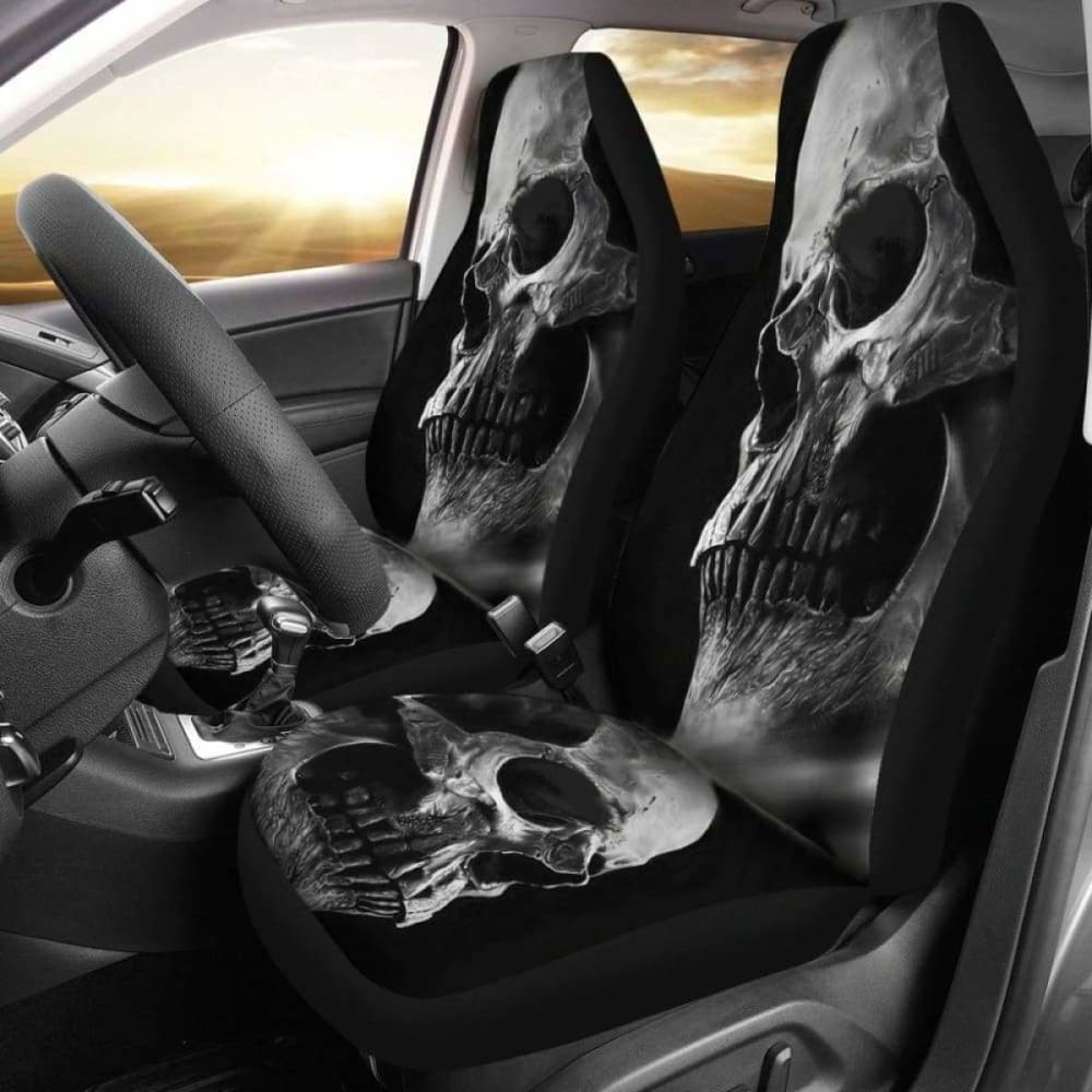 Set Of 2 Pcs Awesome Skull Car Seat Covers 101207