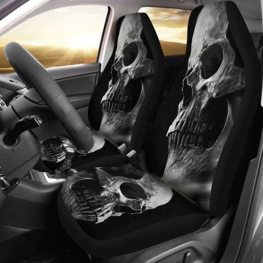 Set Of 2 Pcs Awesome Skull Car Seat Covers 101207