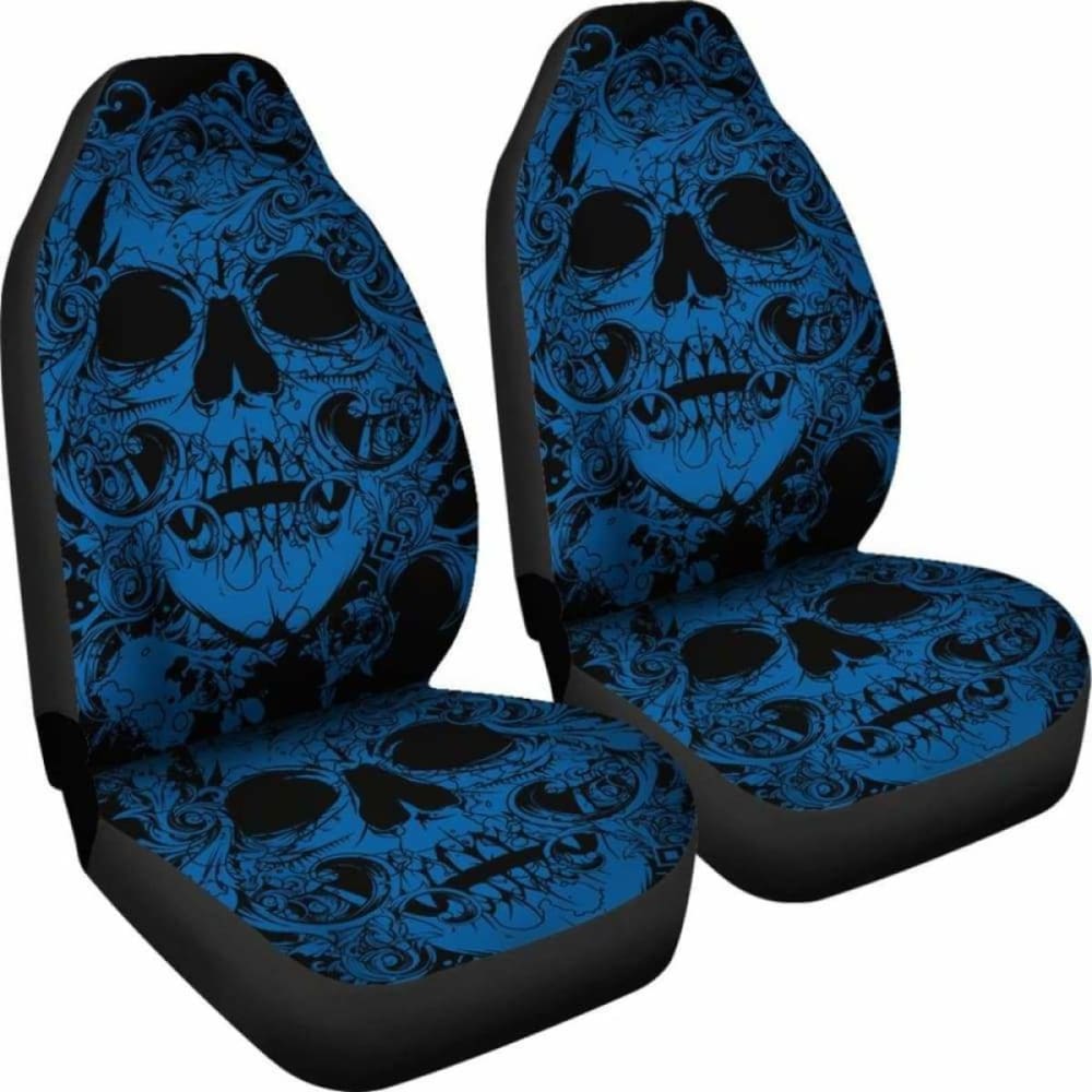 Set Of 2 Pcs Awesome Skull Car Seat Covers 101207