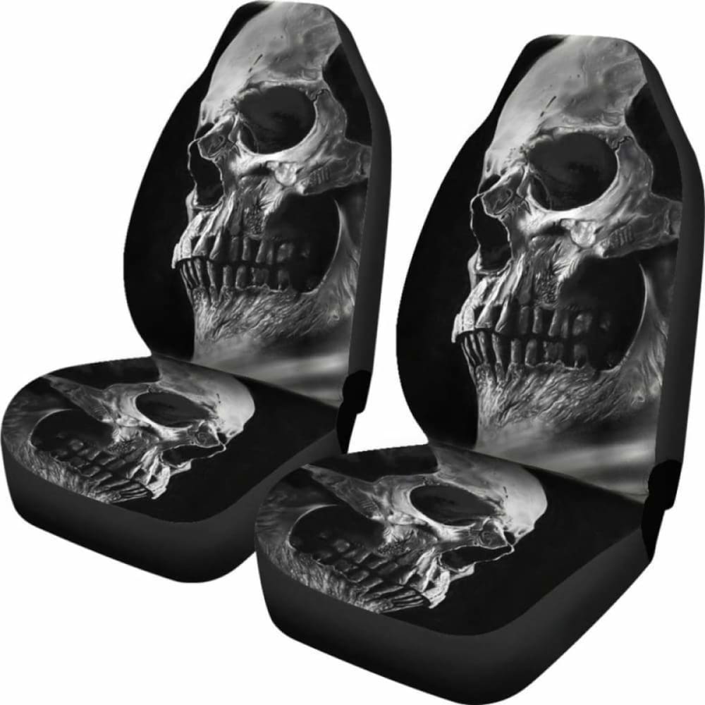 Set Of 2 Pcs Awesome Skull Car Seat Covers 101207