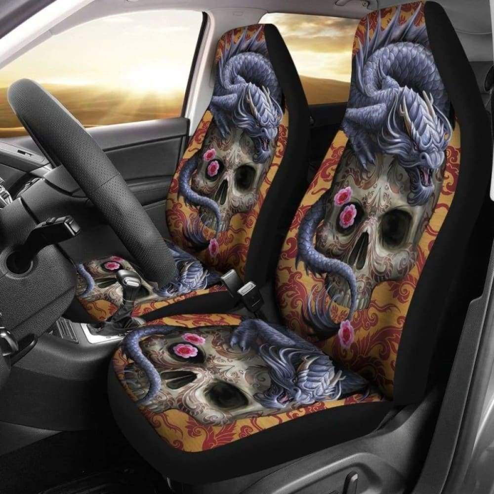 Set Of 2 Pcs Dragon Skull Car Seat Covers 103709