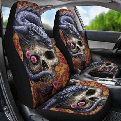 Set Of 2 Pcs Dragon Skull Car Seat Covers 103709