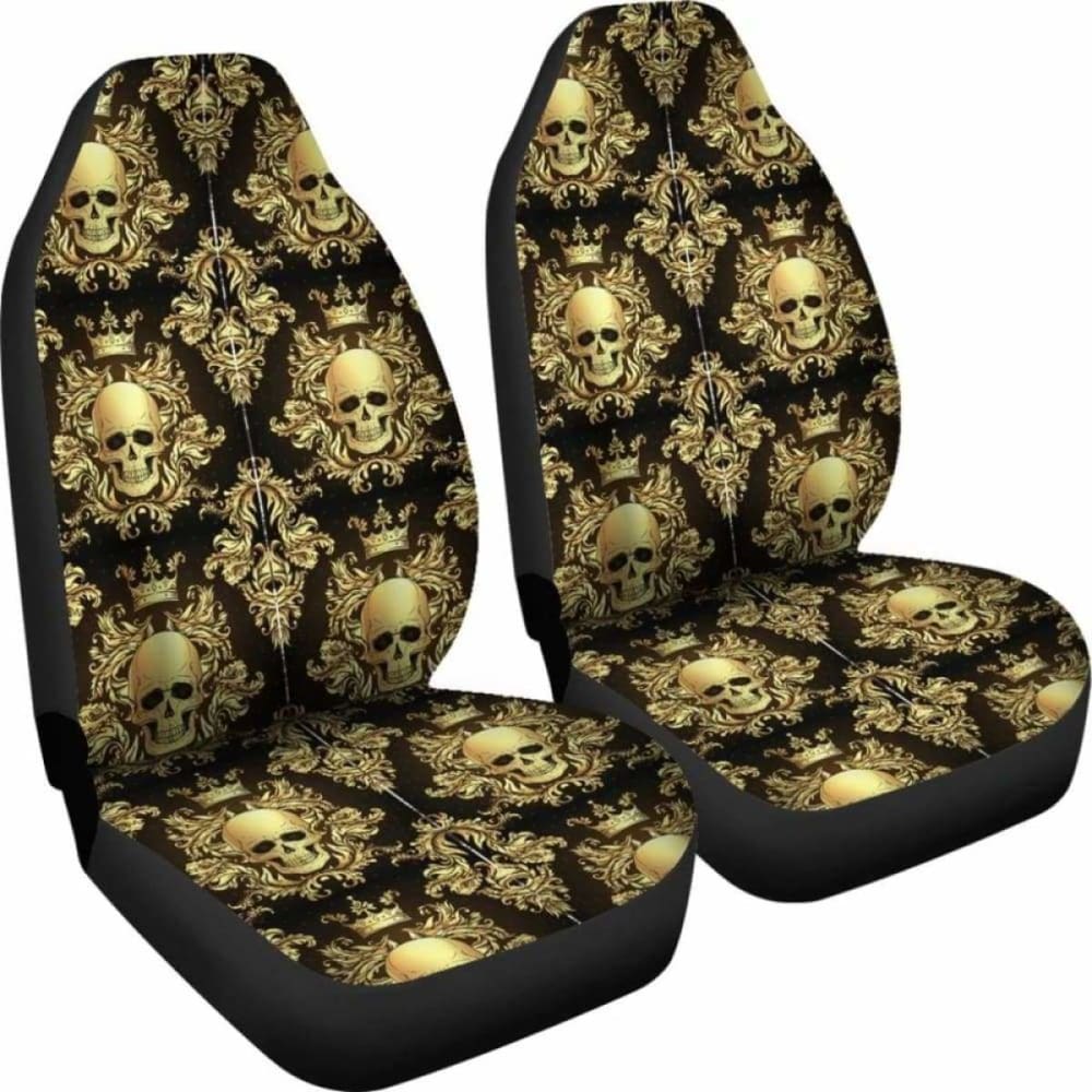 Set Of 2 Pcs Rose Skull Car Seat Covers 101207