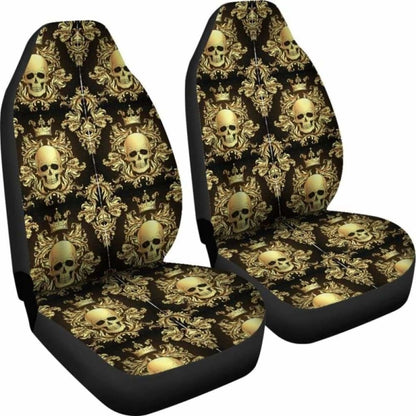 Set Of 2 Pcs Rose Skull Car Seat Covers 101207