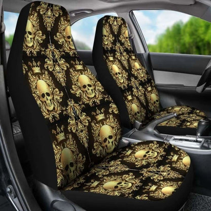 Set Of 2 Pcs Rose Skull Car Seat Covers 101207
