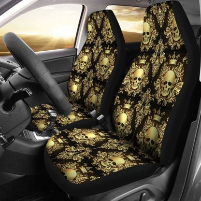 Set Of 2 Pcs Rose Skull Car Seat Covers 101207