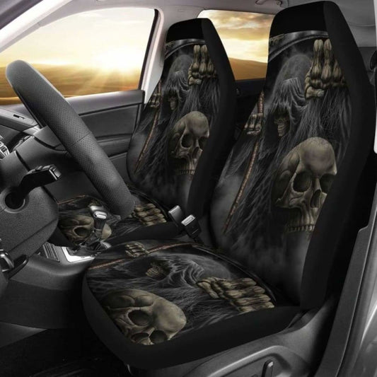 Set Of 2 Pcs Skull Car Seat Cover 101207