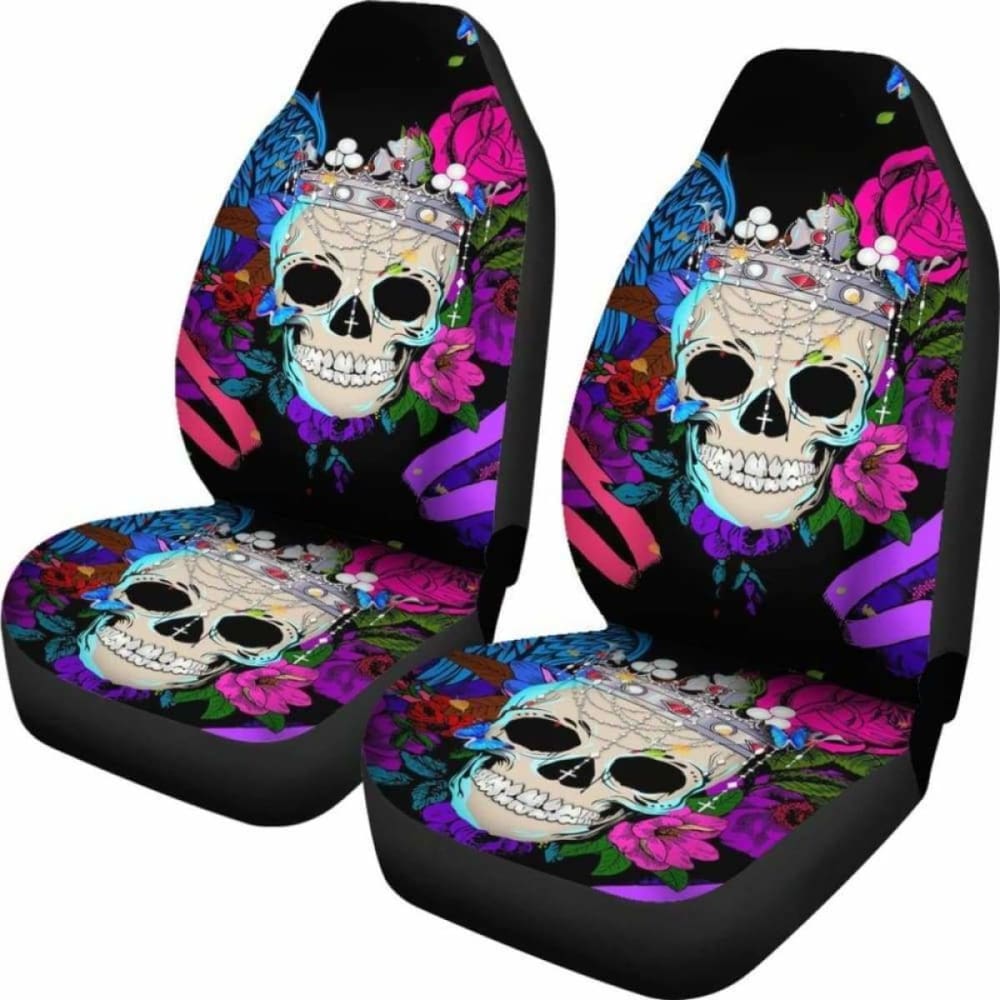 Set Of 2 Pcs Skull Car Seat Covers 101207