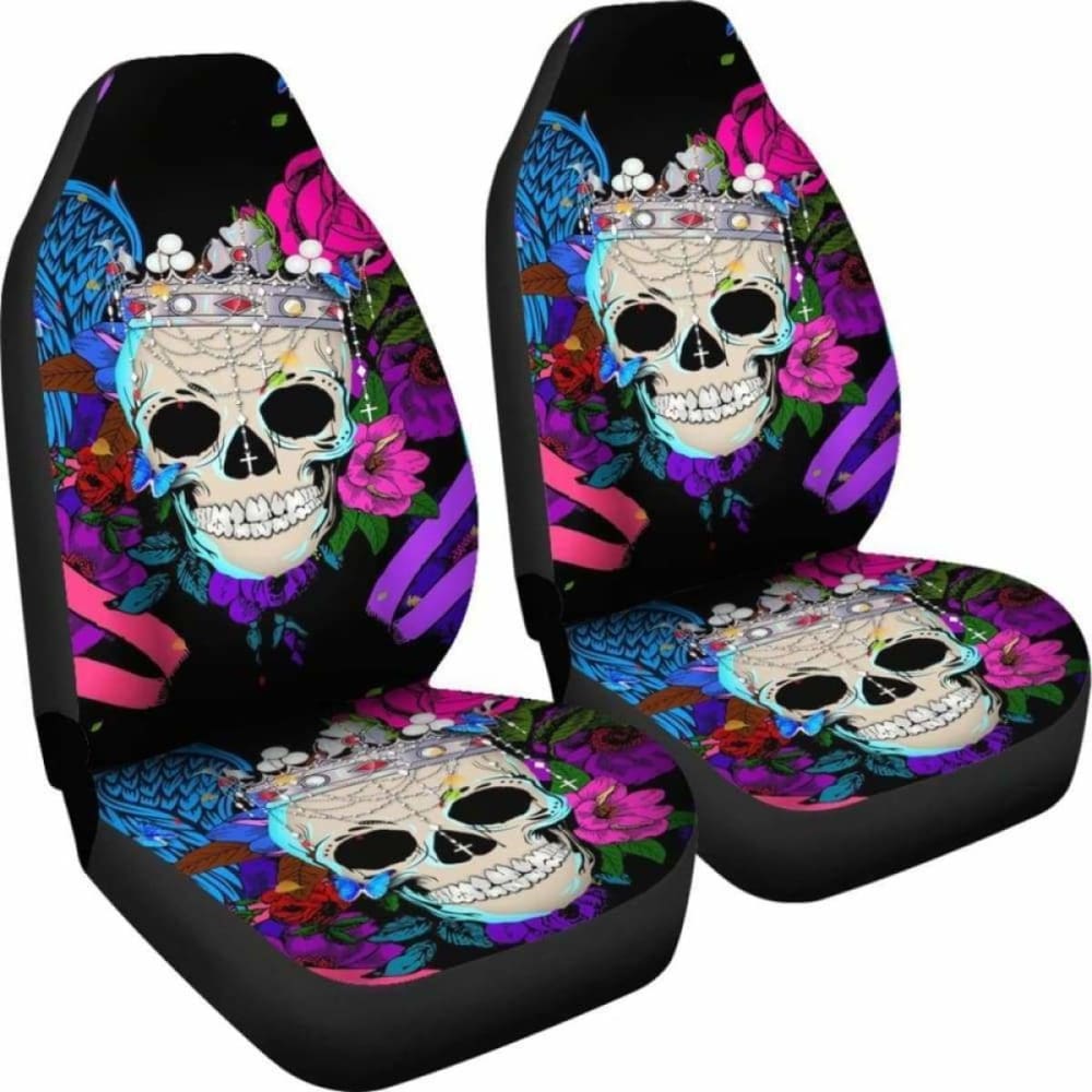 Set Of 2 Pcs Skull Car Seat Covers 101207