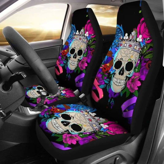 Set Of 2 Pcs Skull Car Seat Covers 101207