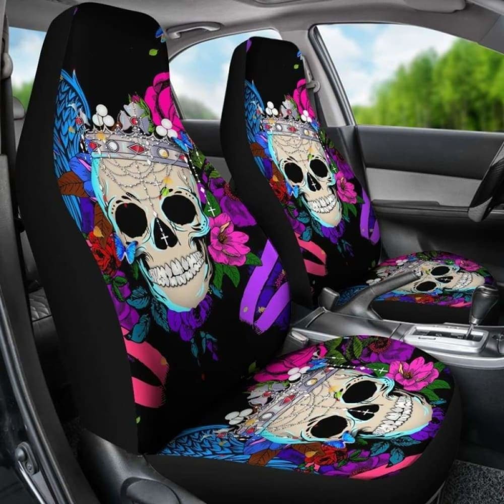 Set Of 2 Pcs Skull Car Seat Covers 101207