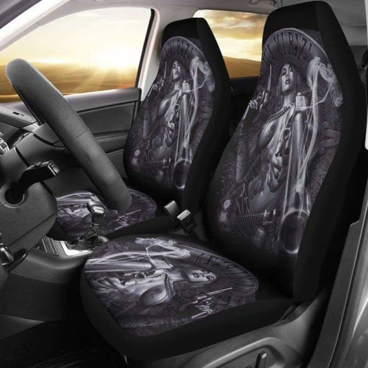 Set Of 2 Pcs Skull Girl Car Seat Covers 101207