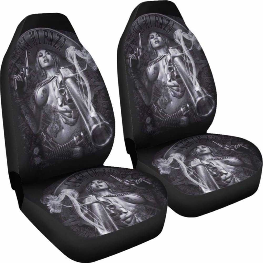 Set Of 2 Pcs Skull Girl Car Seat Covers 101207