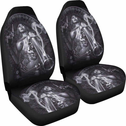 Set Of 2 Pcs Skull Girl Car Seat Covers 101207