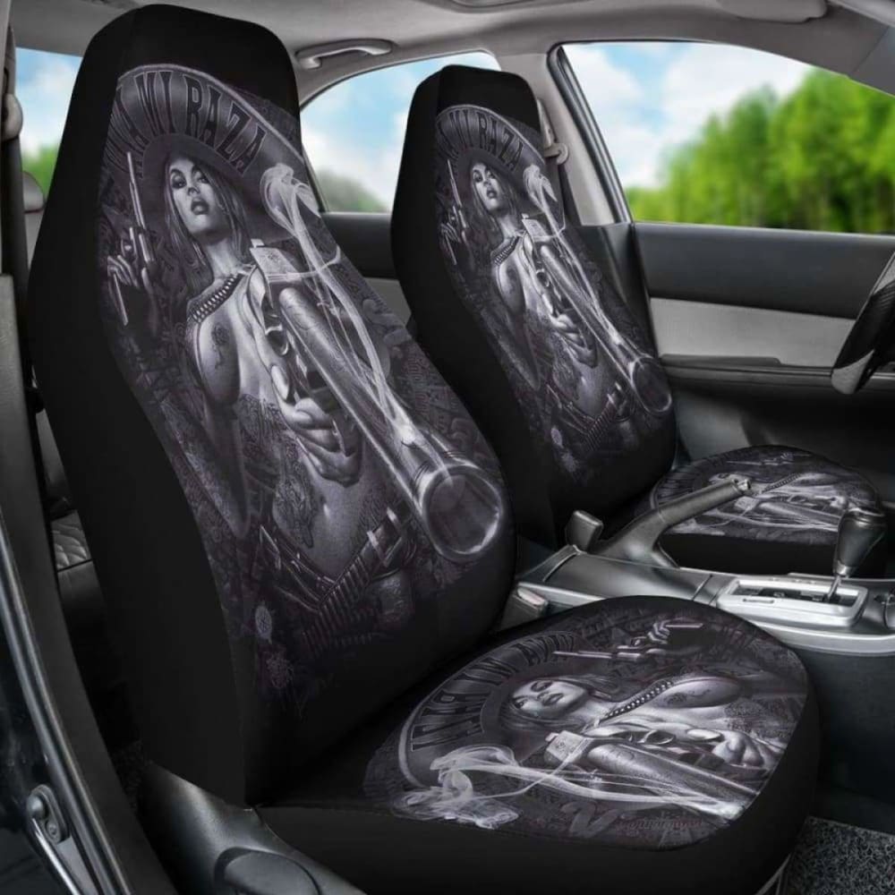 Set Of 2 Pcs Skull Girl Car Seat Covers 101207