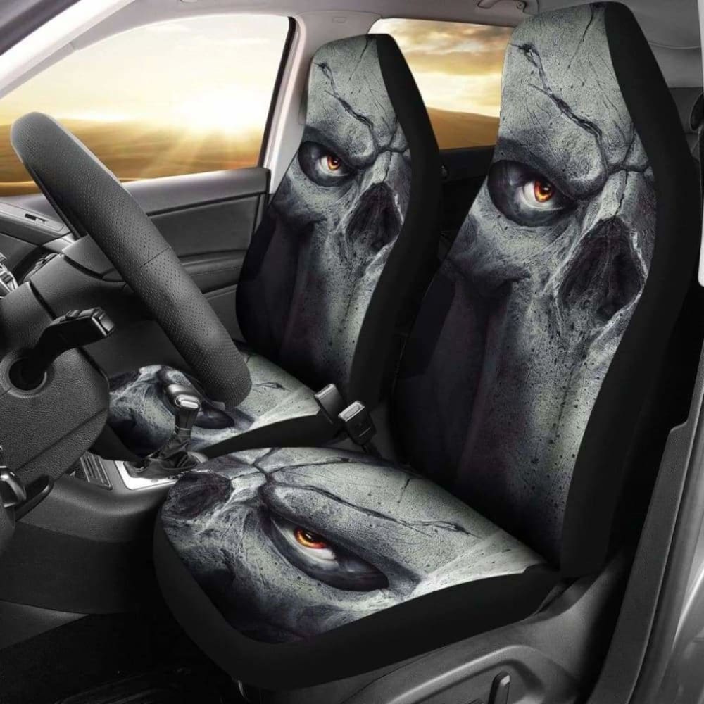 Set Of 2 Pcs - Skull Gothic Horror Grim Reaper Skull Car Seat Covers 172727