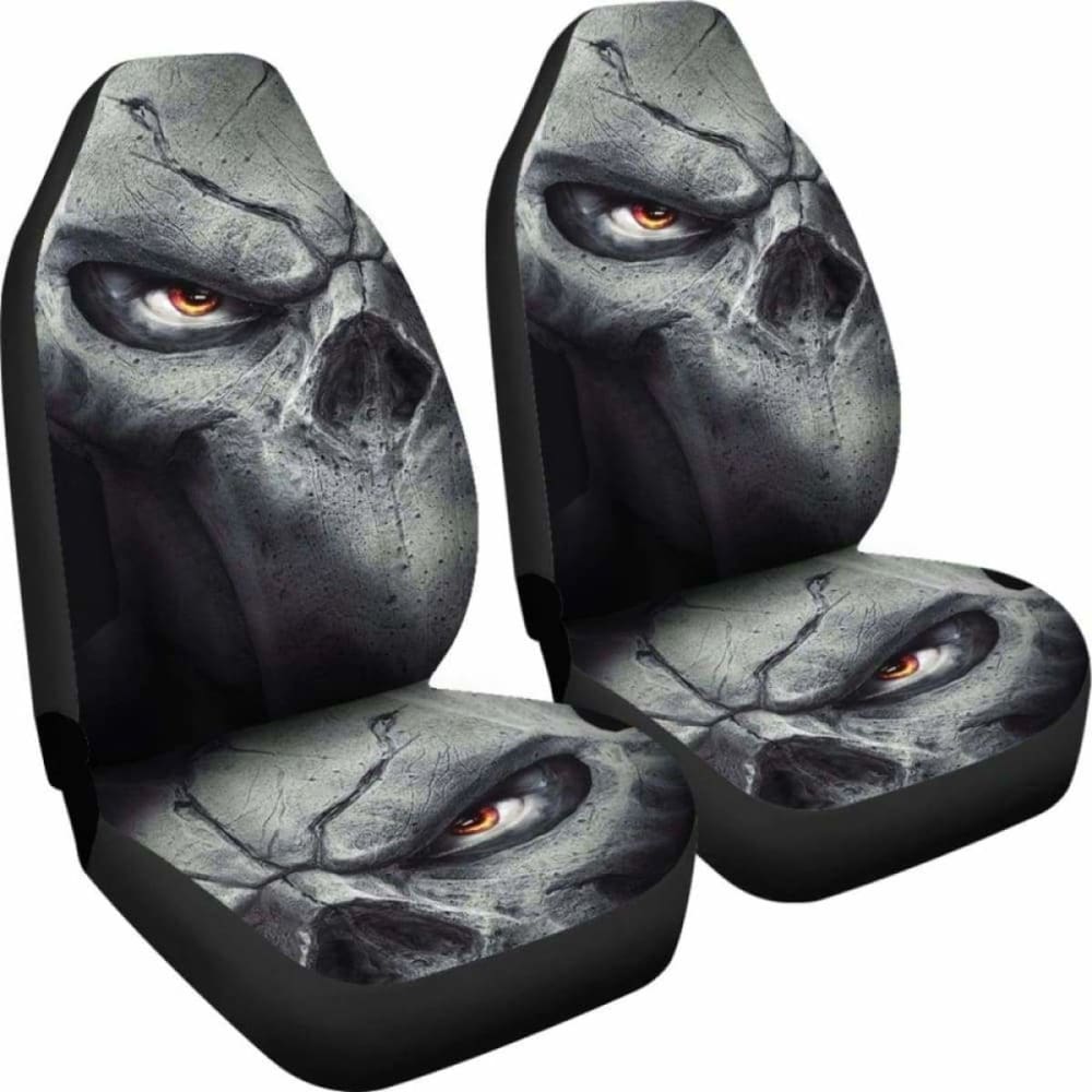 Set Of 2 Pcs - Skull Gothic Horror Grim Reaper Skull Car Seat Covers 172727