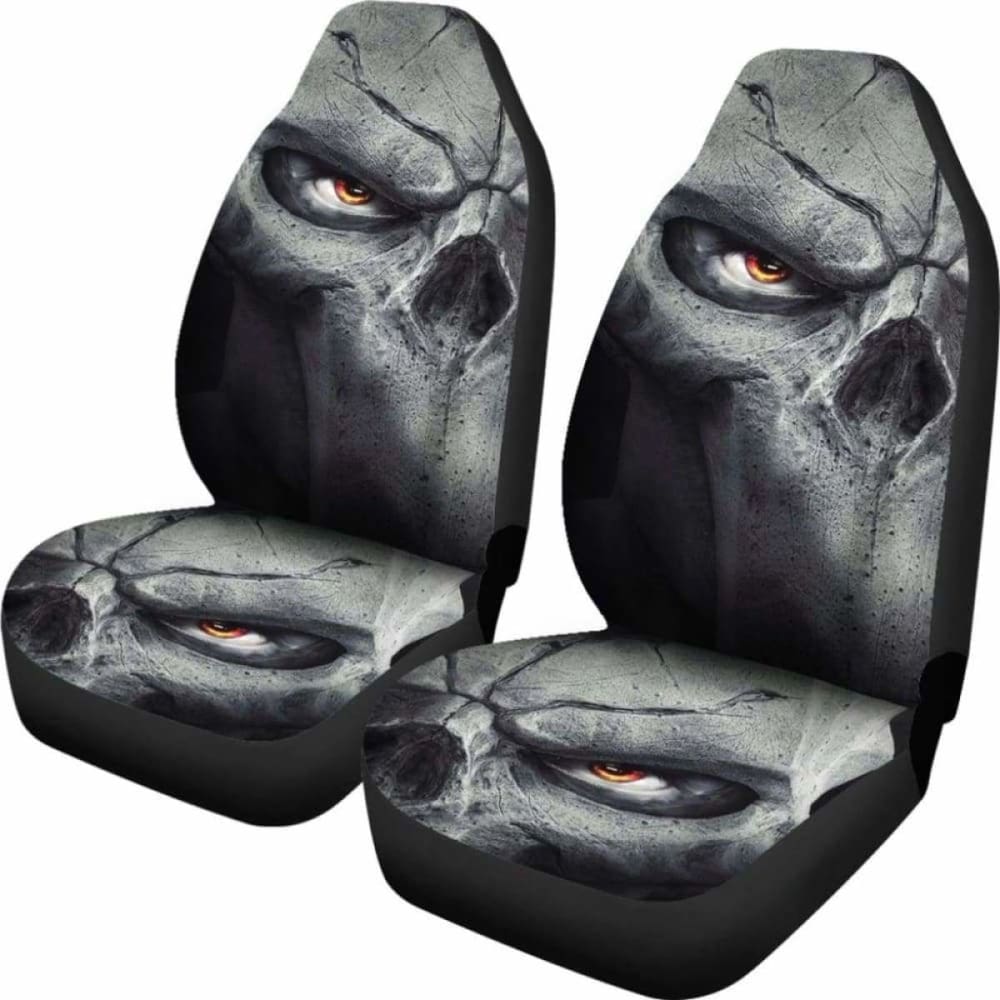 Set Of 2 Pcs - Skull Gothic Horror Grim Reaper Skull Car Seat Covers 172727
