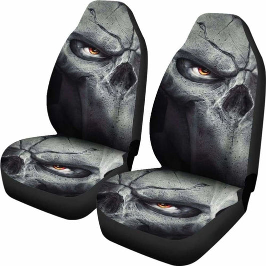 Set Of 2 Pcs - Skull Gothic Horror Grim Reaper Skull Car Seat Covers 172727