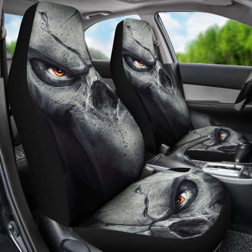 Set Of 2 Pcs - Skull Gothic Horror Grim Reaper Skull Car Seat Covers 172727