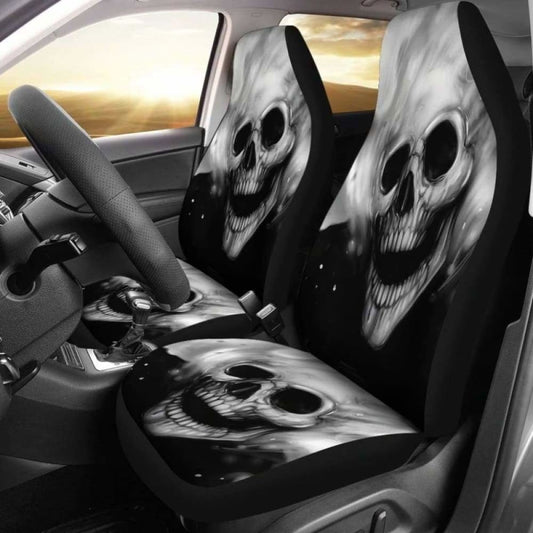 Set Of 2 Pcs - Skull Gothic Horror Grim Reaper Halloween Skull Car Seat Covers 172727