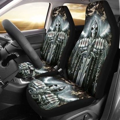 Set Of 2 Pcs - Skull Gothic Horror Halloween Skull Car Seat Covers 172727