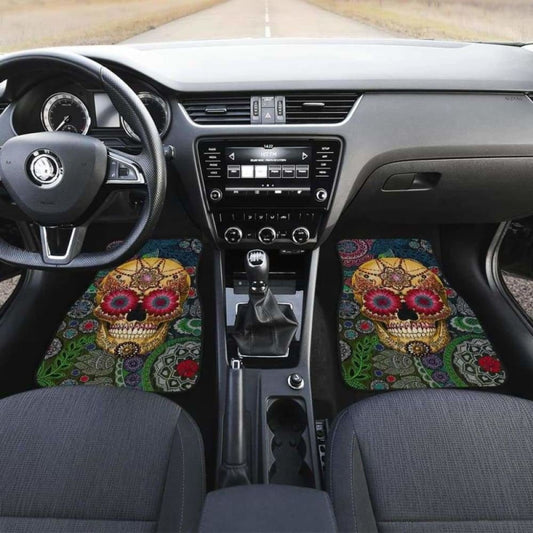 Set Of 2 Pcs Sugar Skull Car Mats 101207