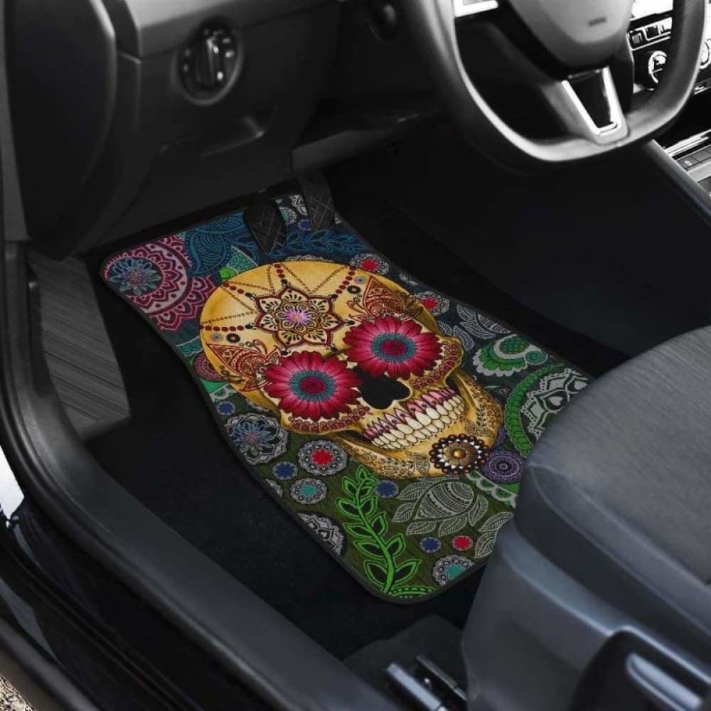 Set Of 2 Pcs Sugar Skull Car Mats 101207