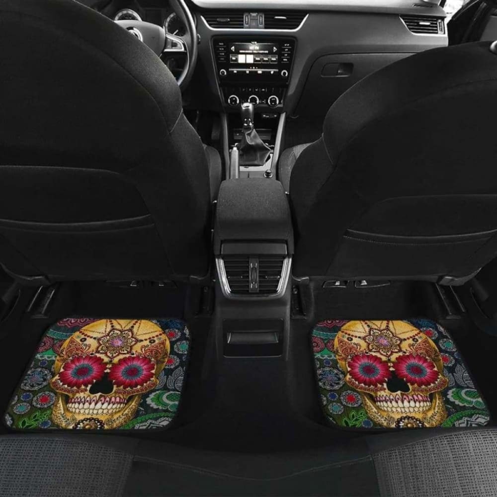 Set Of 2 Pcs Sugar Skull Car Mats 101207