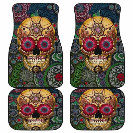 Set Of 2 Pcs Sugar Skull Car Mats 101207
