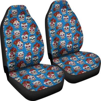Set Of 2 Pcs Sugar Skull Car Seat Covers 101207