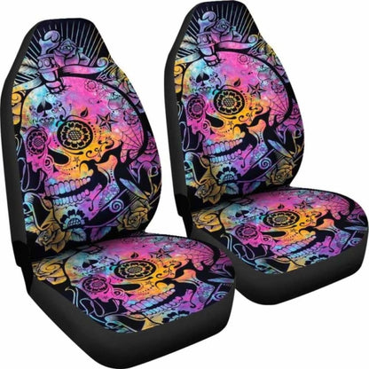 Set Of 2 Pcs Sugar Skull Car Seat Covers 101207