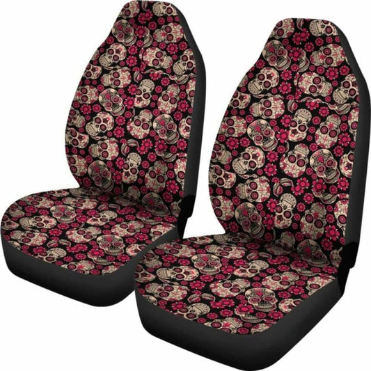 Set Of 2 Pcs Sugar Skull Car Seat Covers 101207