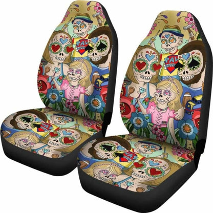 Set Of 2 Pcs Sugar Skull Car Seat Covers 101207