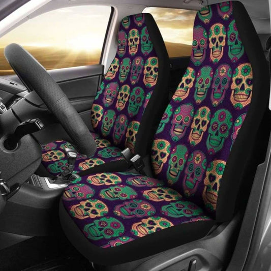 Set Of 2 Pcs Sugar Skull Car Seat Covers 101207