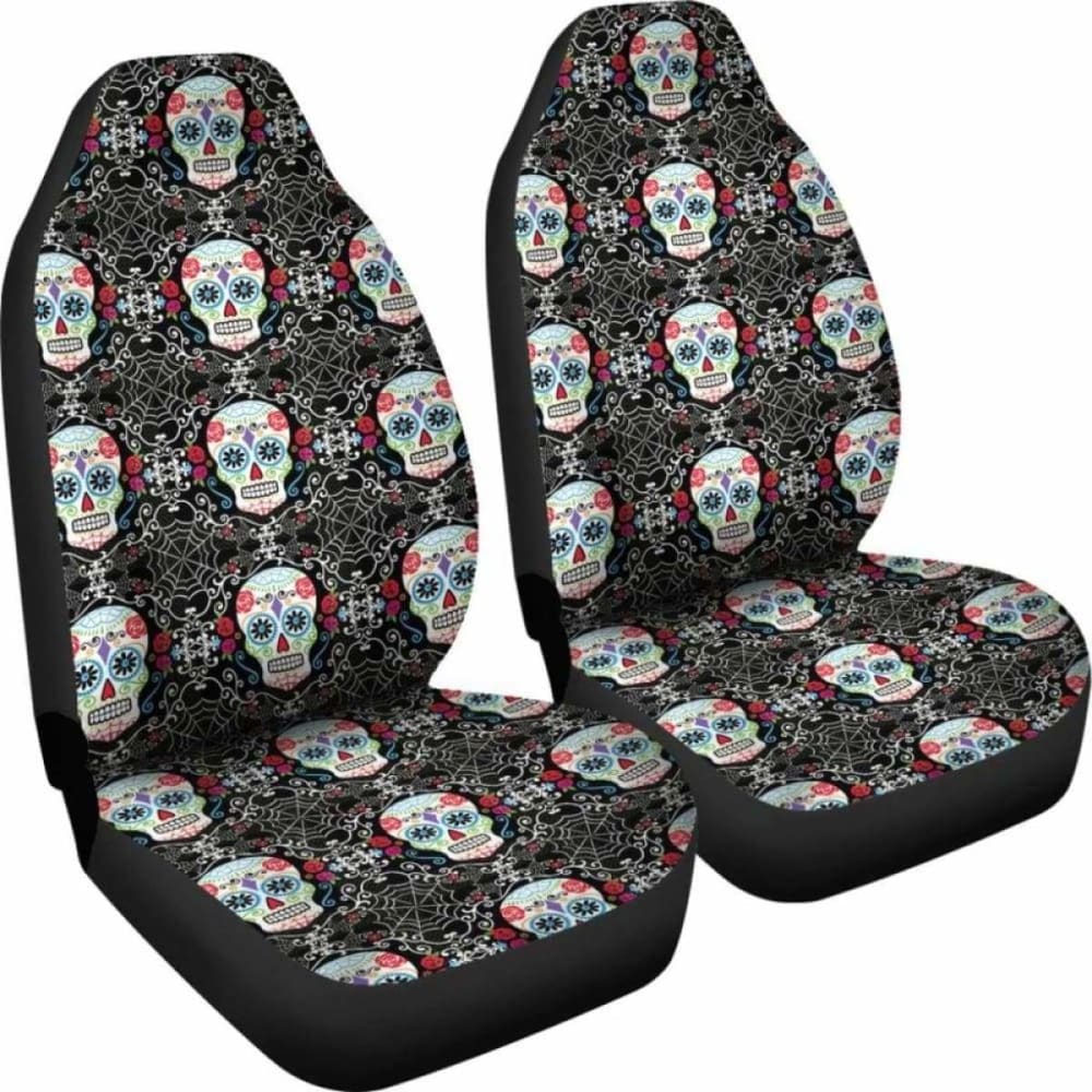 Set Of 2 Pcs Sugar Skull Car Seat Covers 101207