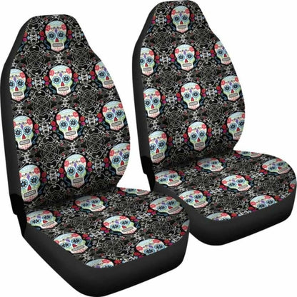 Set Of 2 Pcs Sugar Skull Car Seat Covers 101207