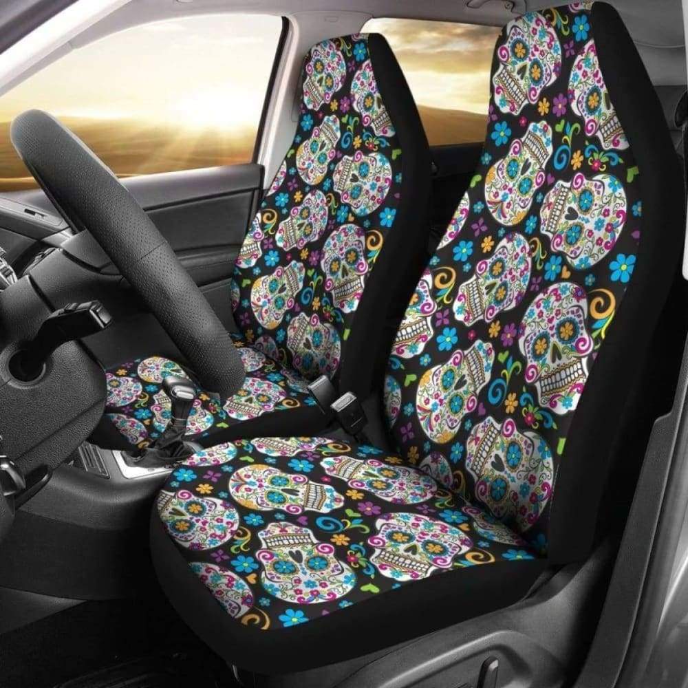 Set Of 2 Pcs - Sugar Skull Car Seat Covers 101207