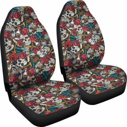 Set Of 2 Pcs Sugar Skull Car Seat Covers 101207