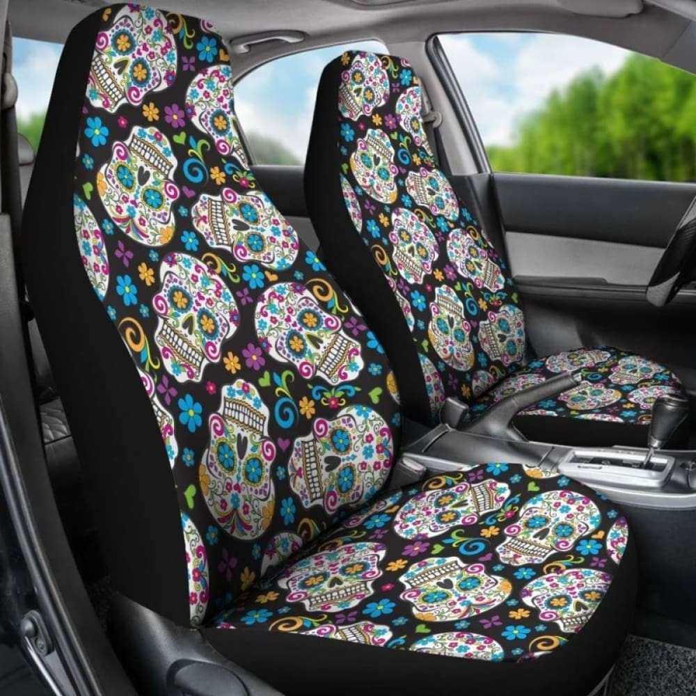 Set Of 2 Pcs - Sugar Skull Car Seat Covers 101207
