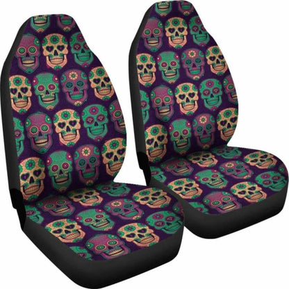 Set Of 2 Pcs Sugar Skull Car Seat Covers 101207