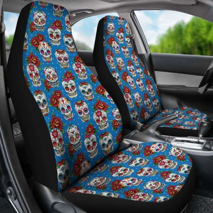 Set Of 2 Pcs Sugar Skull Car Seat Covers 101207