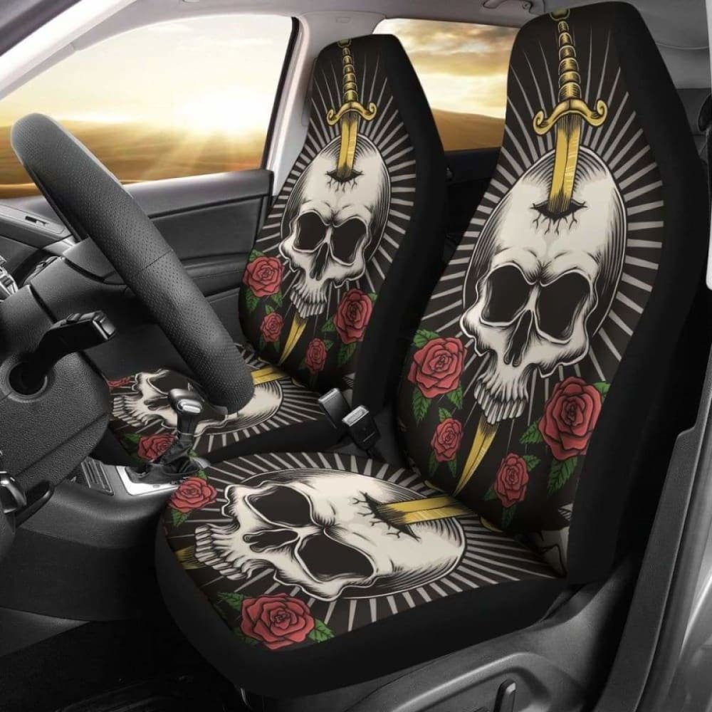Set Of 2 Pcs Sword Skull Car Seat Covers 101207