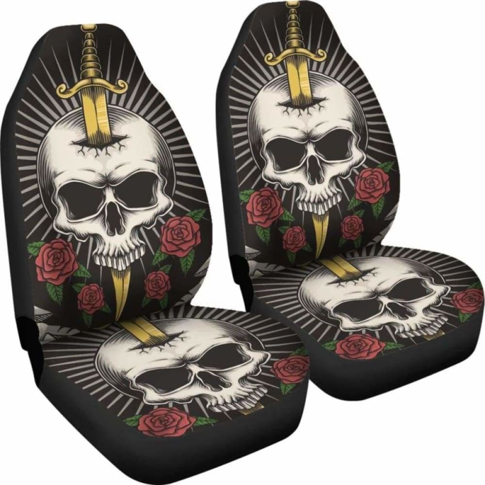 Set Of 2 Pcs Sword Skull Car Seat Covers 101207