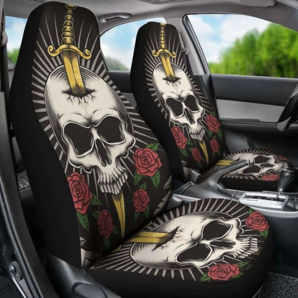Set Of 2 Pcs Sword Skull Car Seat Covers 101207