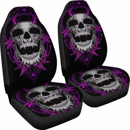 Set Of 2 Purple Skull Gothic Sugar Skull Seat Covers 172727