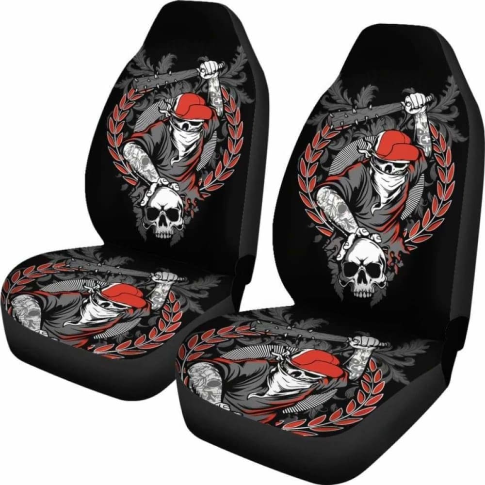 Set Of 2 Seat Cover Gothic Skulls 172727