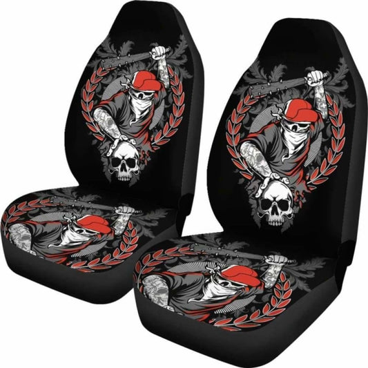 Set Of 2 Seat Cover Gothic Skulls 172727