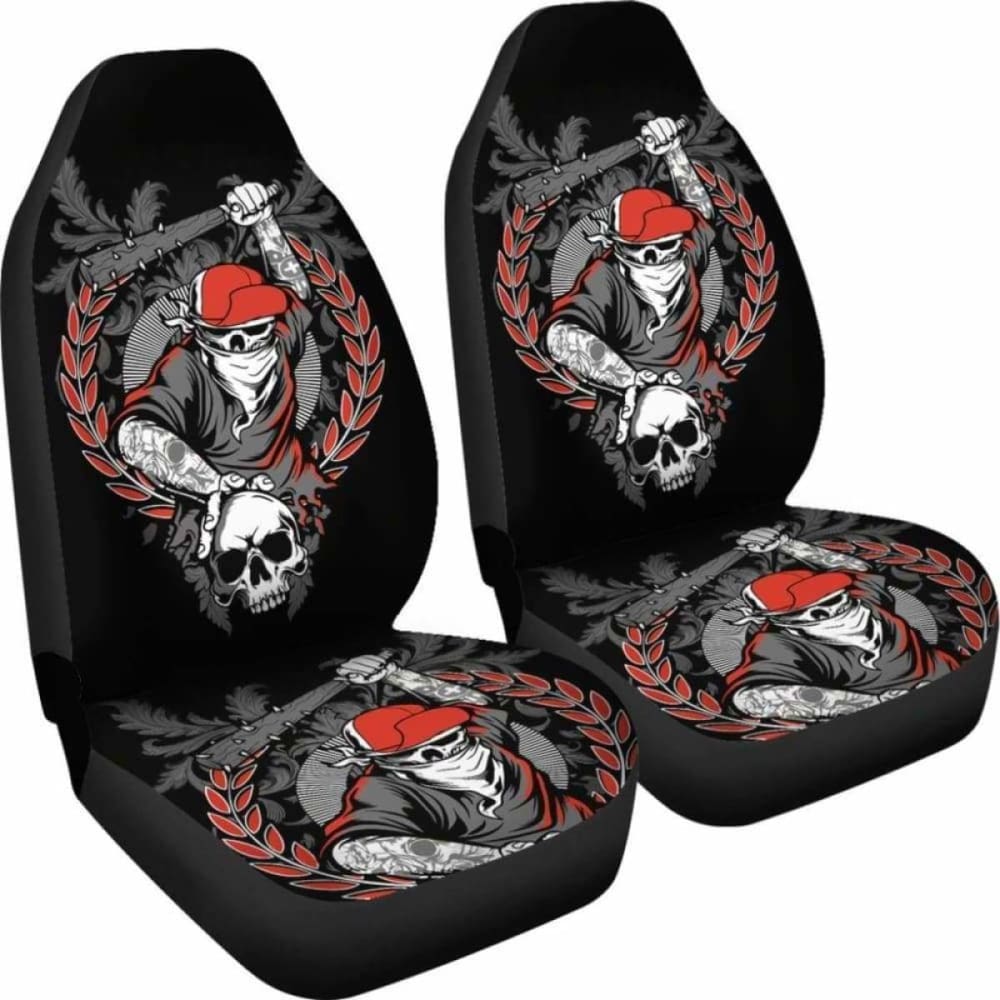 Set Of 2 Seat Cover Gothic Skulls 172727